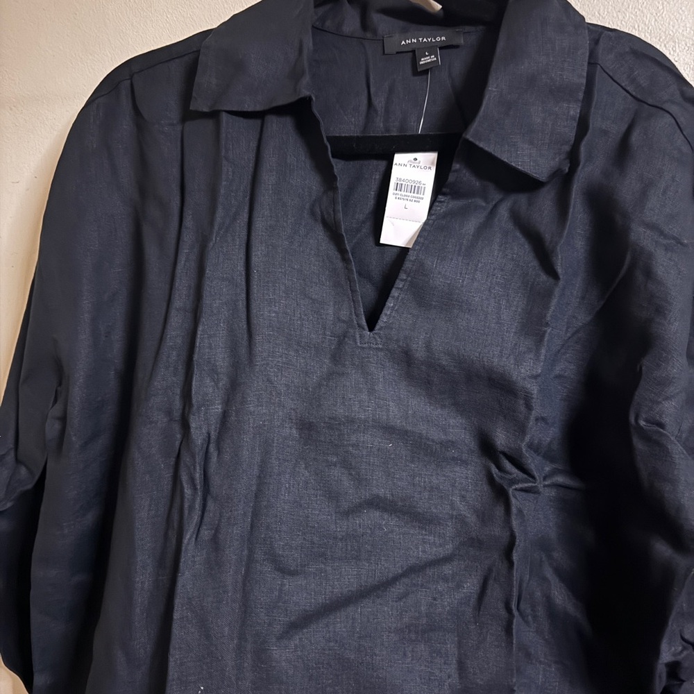 Ann Taylor Black Collared Blouse